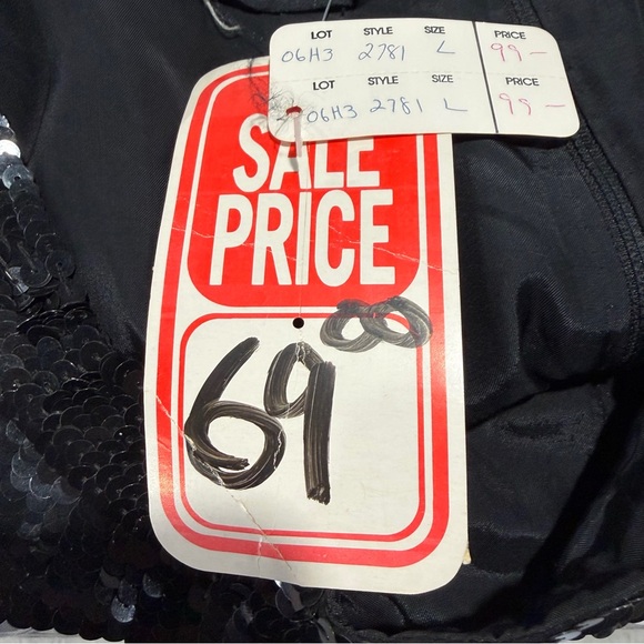 Vintage Modi Black 100% Pure Silk Sequin Mini Pencil Skirt NWT - Picture 8 of 8